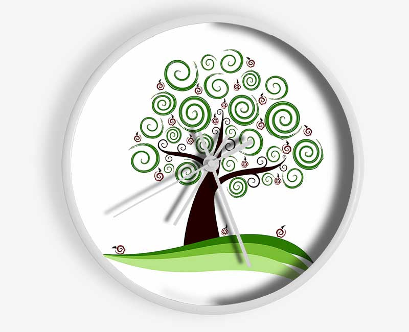 Green Cherry Tree Clock - Wallart-Direct UK