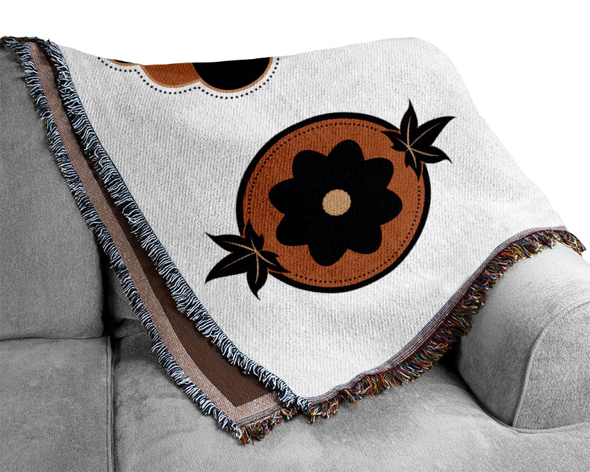 Orange And Brown Flower Heads Woven Blanket