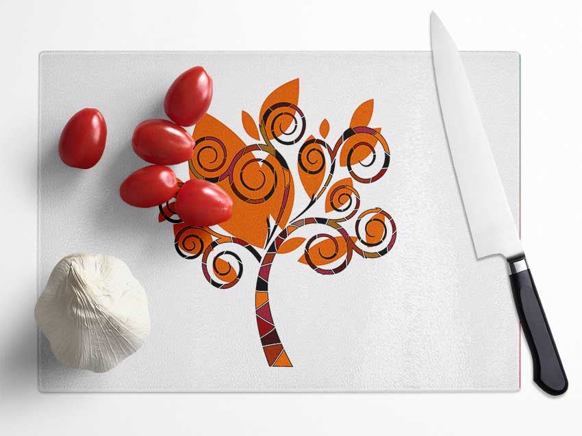 Orange Tree Glass Chopping Board