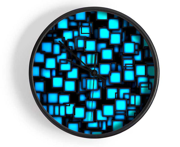 Neon Squares Clock - Wallart-Direct UK