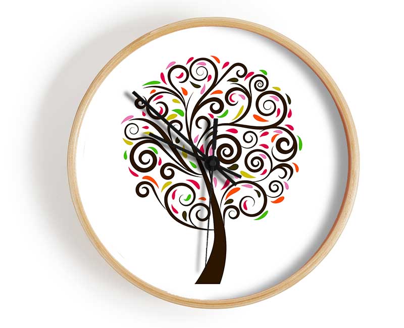 Multi-Coloured Tree Clock - Wallart-Direct UK