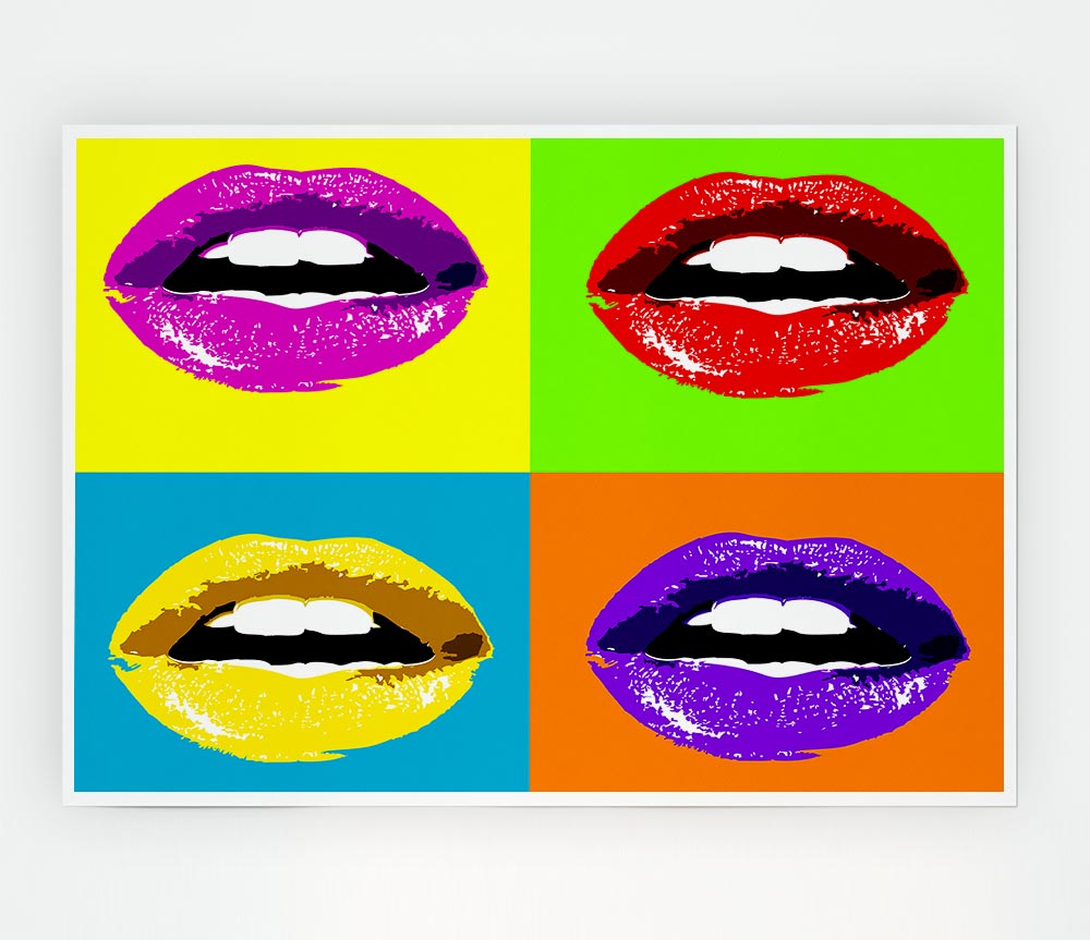 Vibrant Pop Art Lips Print Poster Wall Art