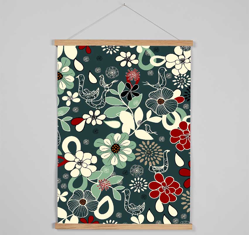 Intertwined Flowers Hanging Poster - Wallart-Direct UK