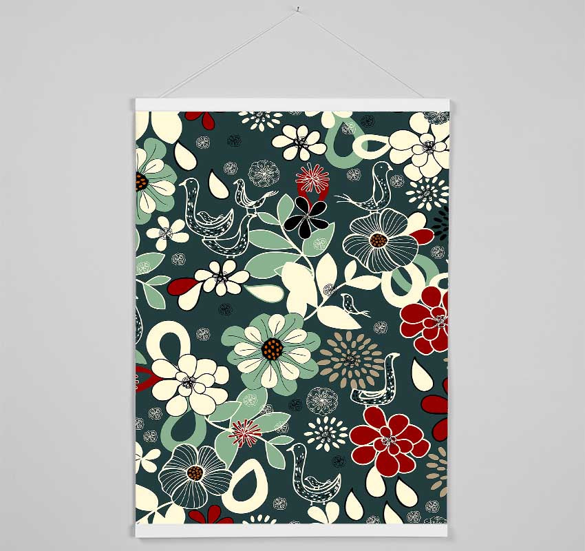 Intertwined Flowers Hanging Poster - Wallart-Direct UK