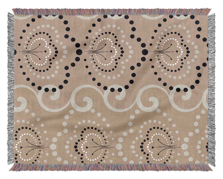 Beige Waves Of Flowers Woven Blanket