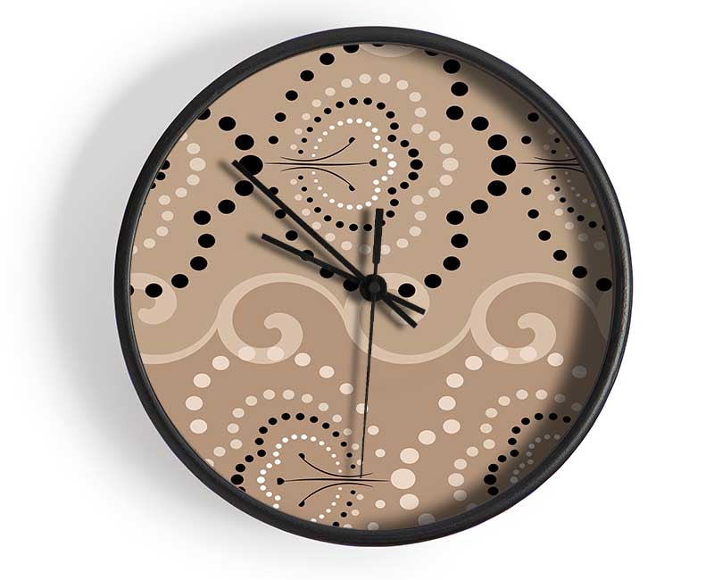 Beige Waves Of Flowers Clock - Wallart-Direct UK