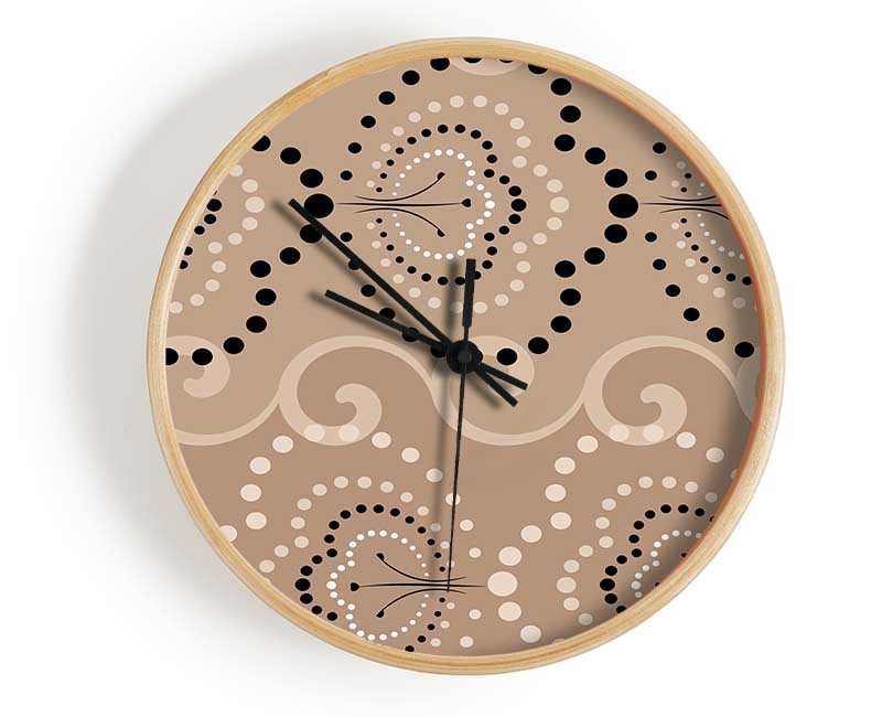 Beige Waves Of Flowers Clock - Wallart-Direct UK