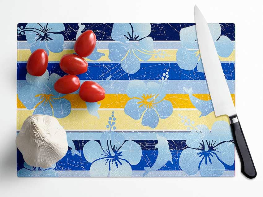 Flowering Horizontal Glass Chopping Board