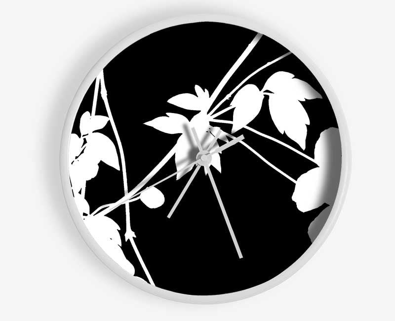 Garden Delight White On Black Clock - Wallart-Direct UK