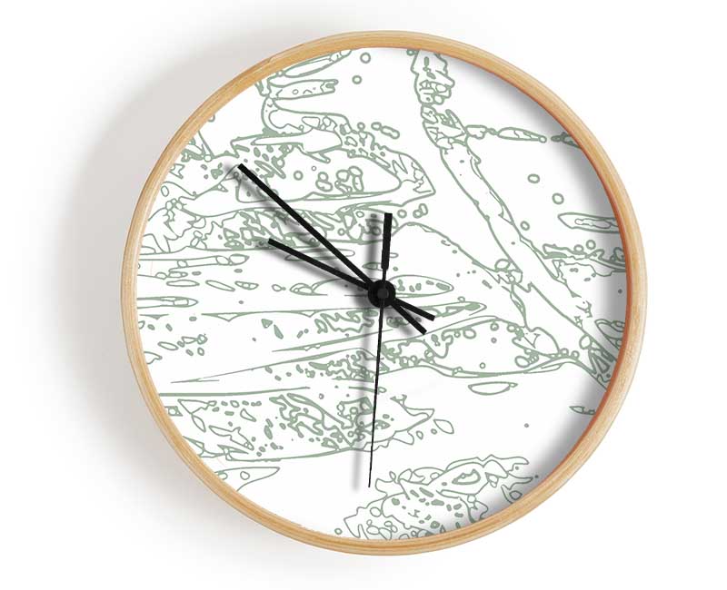 Interception Grey On White Clock - Wallart-Direct UK