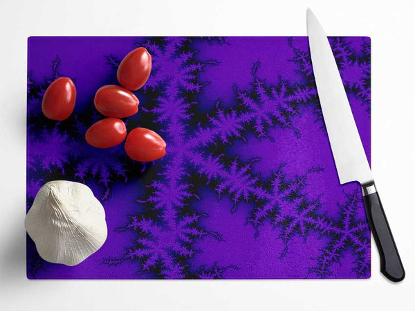 Internal Snow Flake Black On Purple Glass Chopping Board