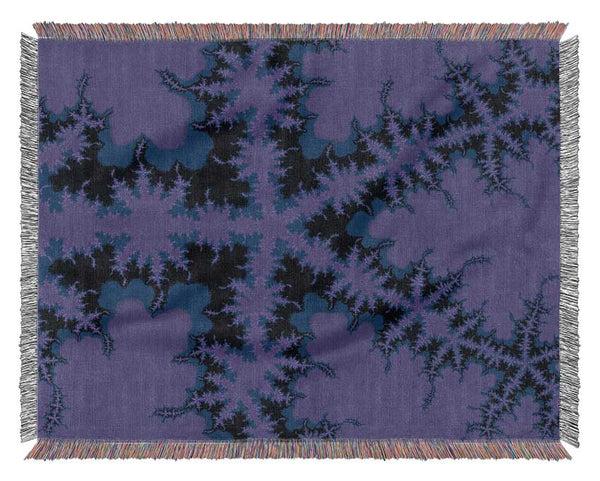 Internal Snow Flake Black On Purple Woven Blanket