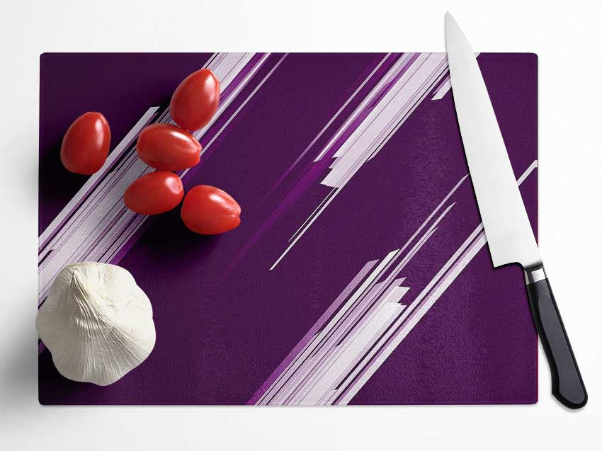 Shards Of Colour White On Purple Glass Chopping Board