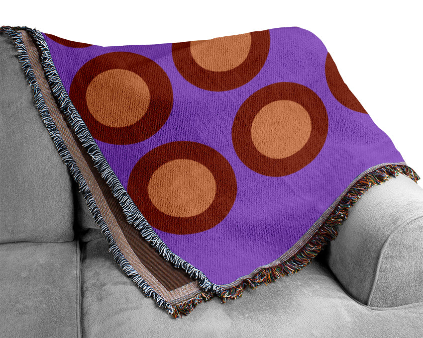 Circles Of Light Yellow On Purple Woven Blanket