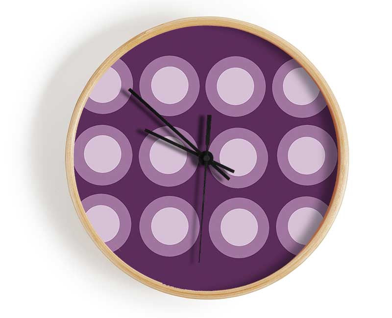 Circles Of Light Lilac On Lilac Clock - Wallart-Direct UK