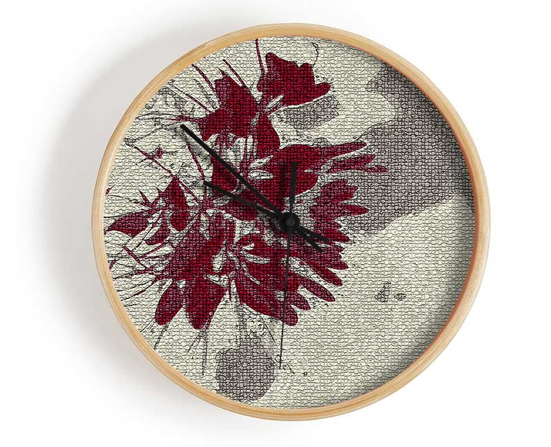 Retreat Grey Red Clock - Wallart-Direct UK