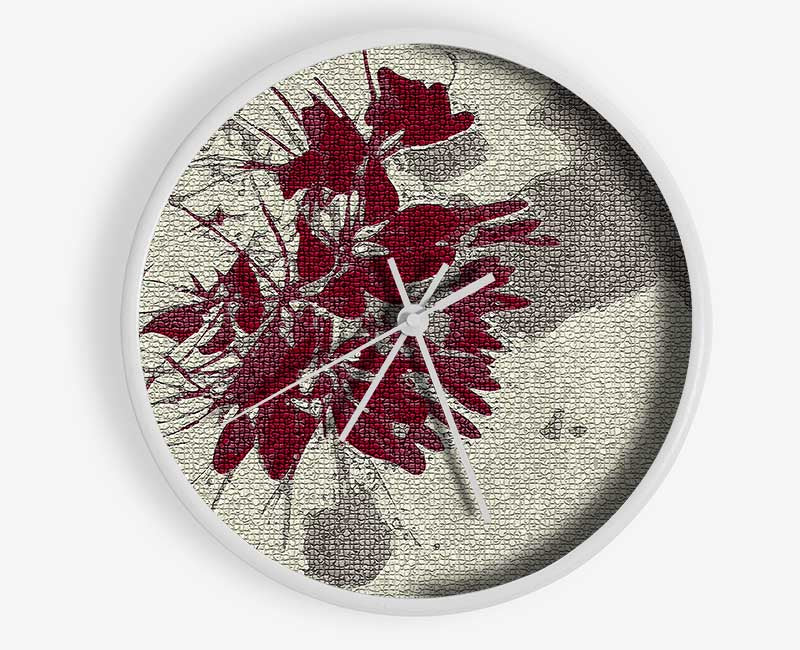 Retreat Grey Red Clock - Wallart-Direct UK