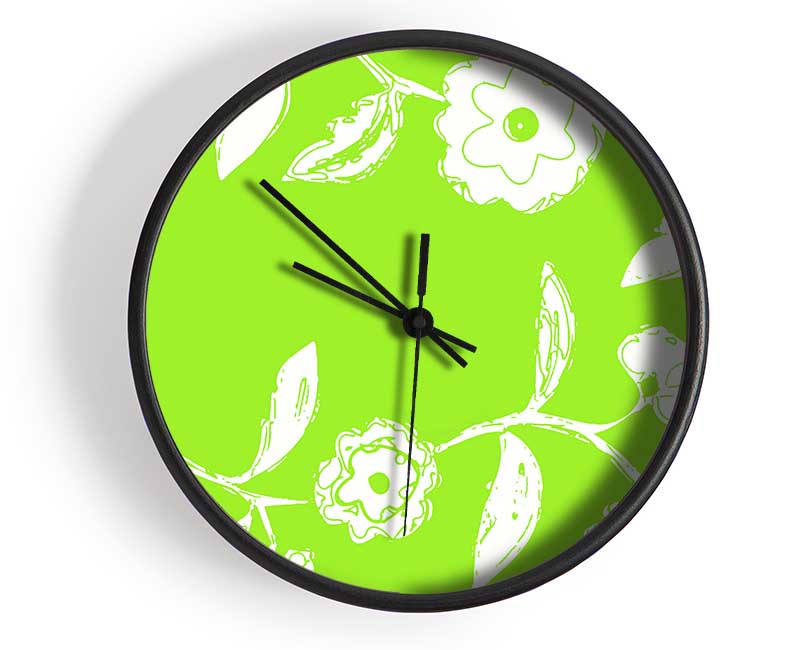 Flower Essence Lime Green Clock - Wallart-Direct UK