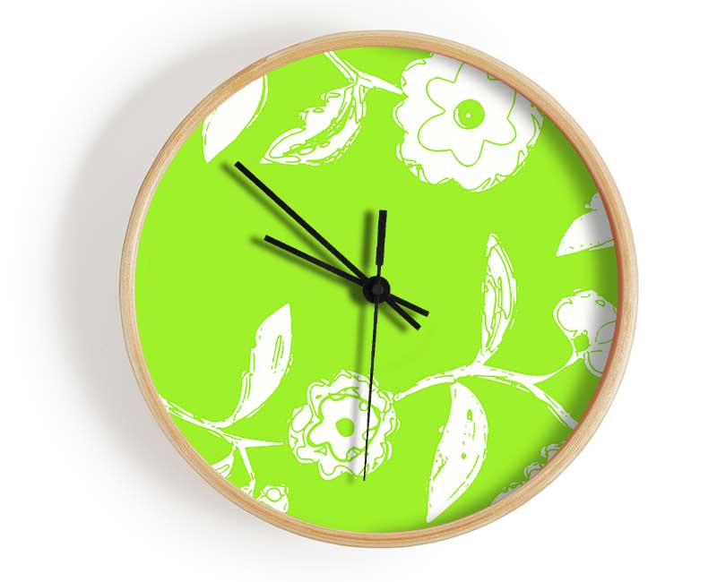 Flower Essence Lime Green Clock - Wallart-Direct UK