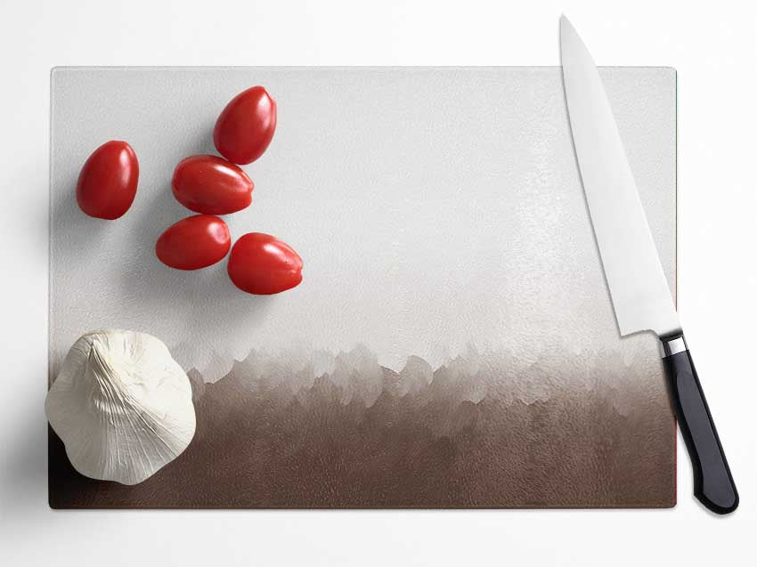 Abstract Ocean Beige On White Glass Chopping Board