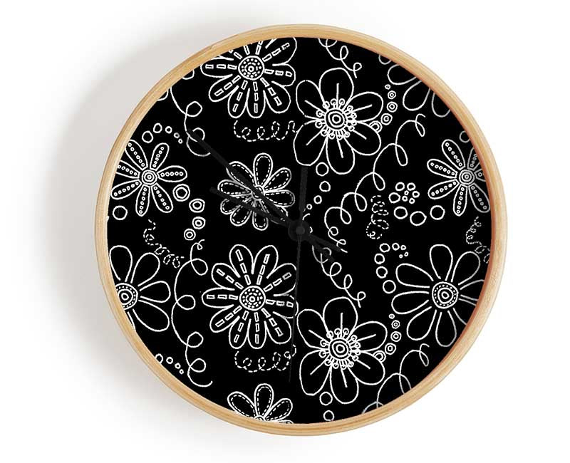 Infusion White On Black Clock - Wallart-Direct UK