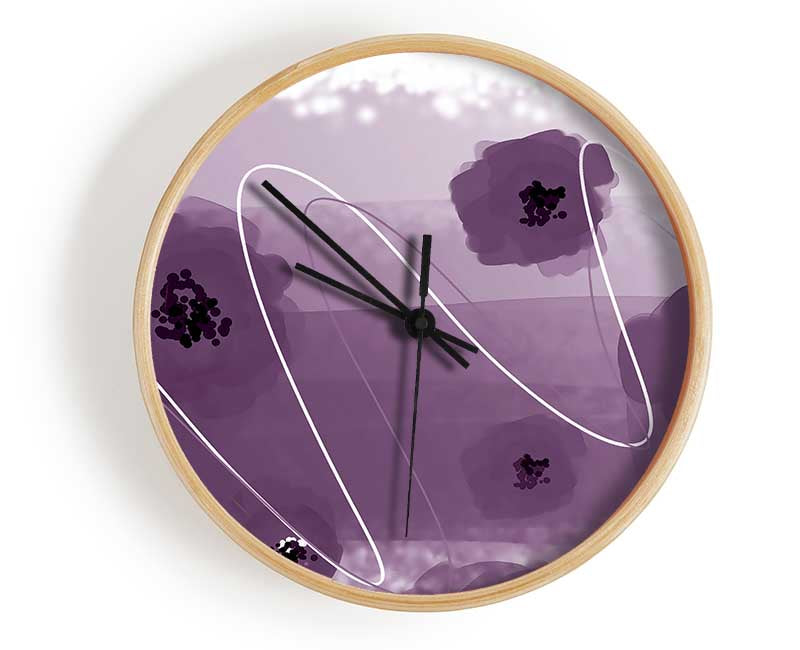 Poppy Heads Lilac Clock - Wallart-Direct UK