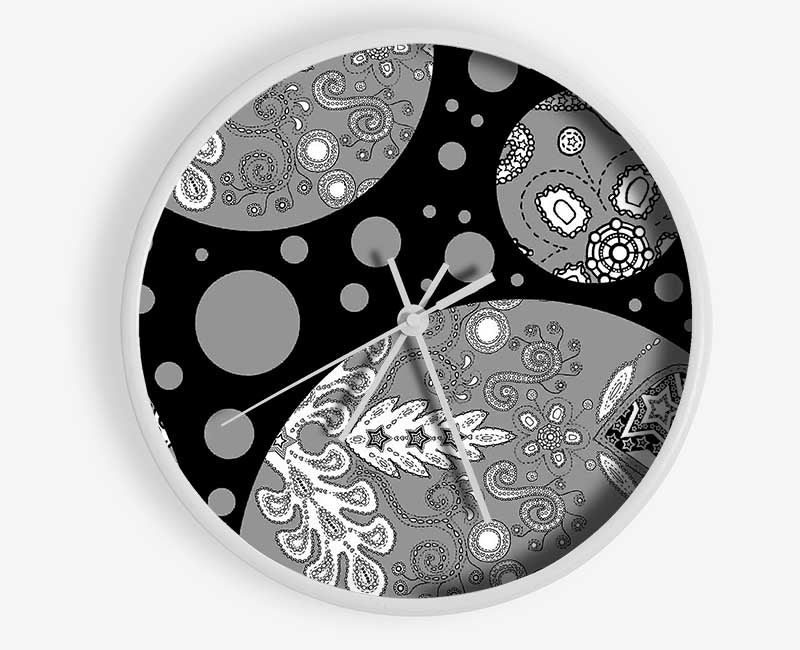 Planets Grey Clock - Wallart-Direct UK