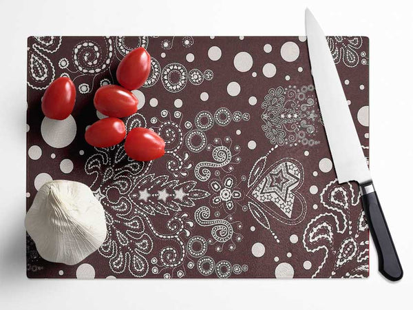 Bloom Explosion Beige Glass Chopping Board