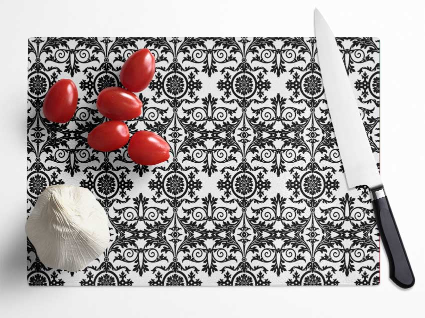 Confusion Black On White Glass Chopping Board