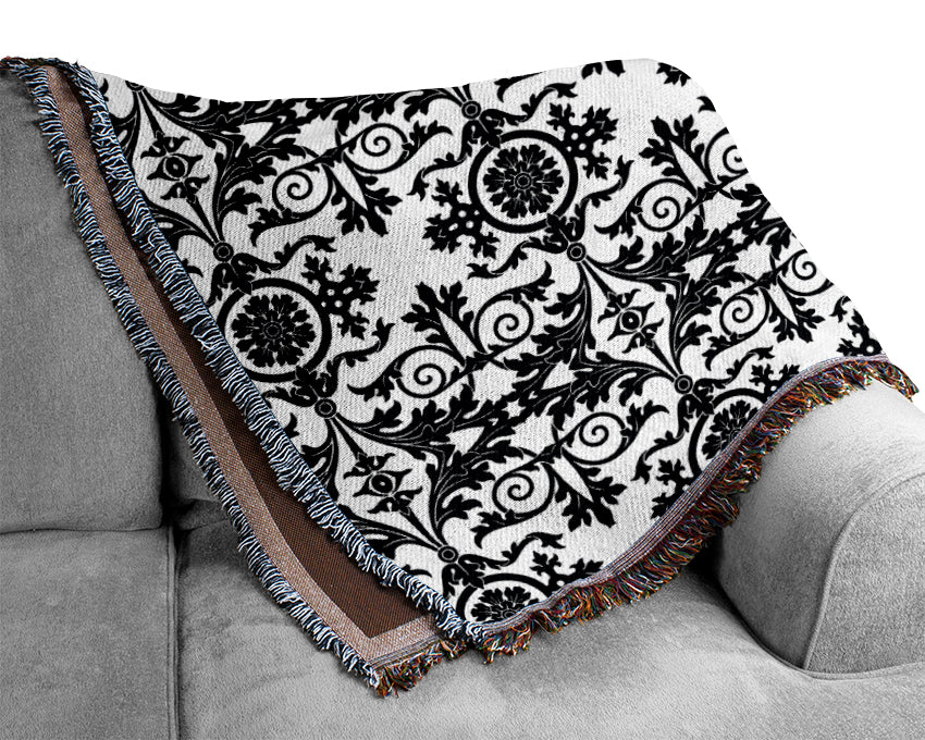 Confusion Black On White Woven Blanket