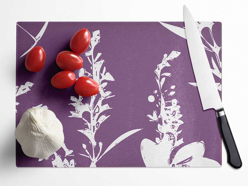 Freshness Of Beauty Lilac Glass Chopping Board