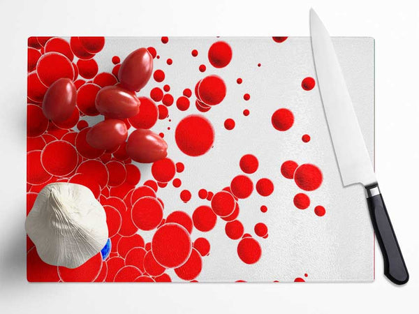 Red Bubbles Glass Chopping Board