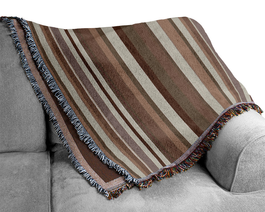 Retro Stripes Beige Woven Blanket