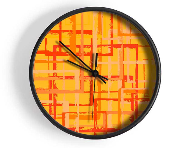 Tangerine Lines Clock - Wallart-Direct UK