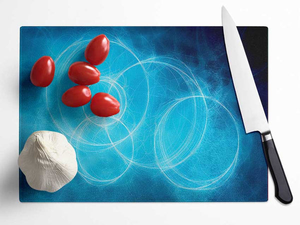 Blue Circular Elusion Glass Chopping Board