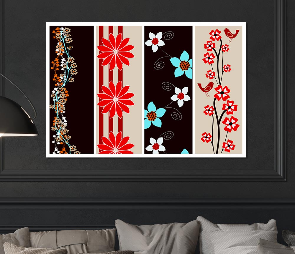 Vertical Flower Power Print Poster Wall Art