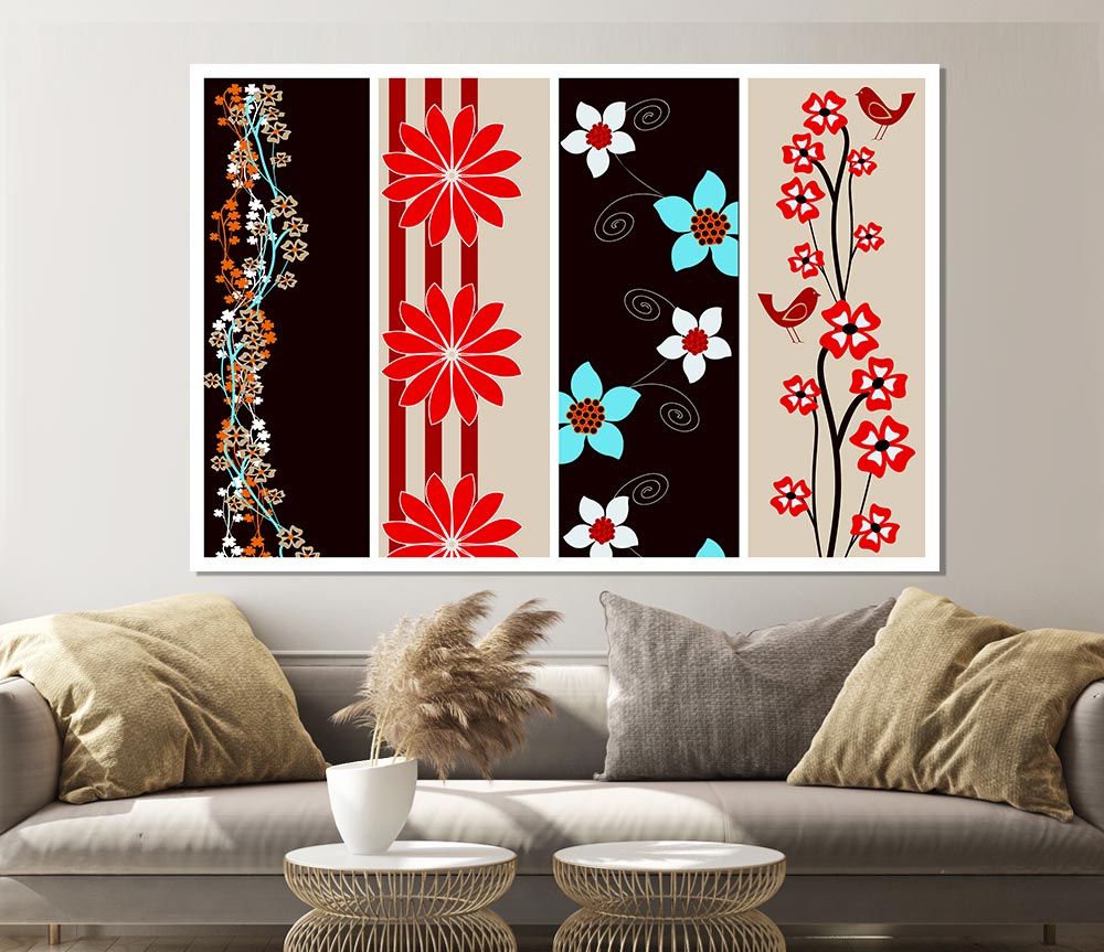 Vertical Flower Power Print Poster Wall Art