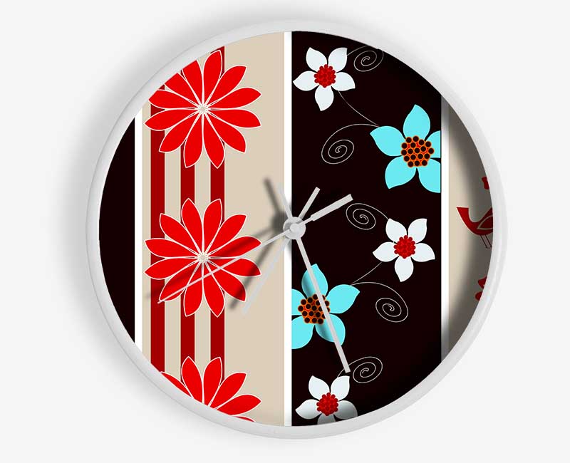 Vertical Flower Power Clock - Wallart-Direct UK