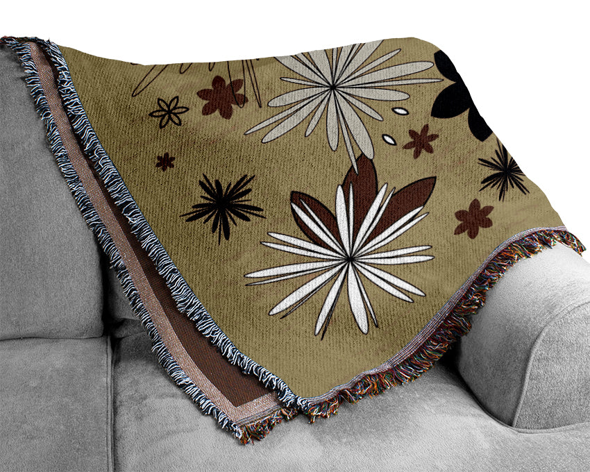 Flowers In Bloom Beige Woven Blanket