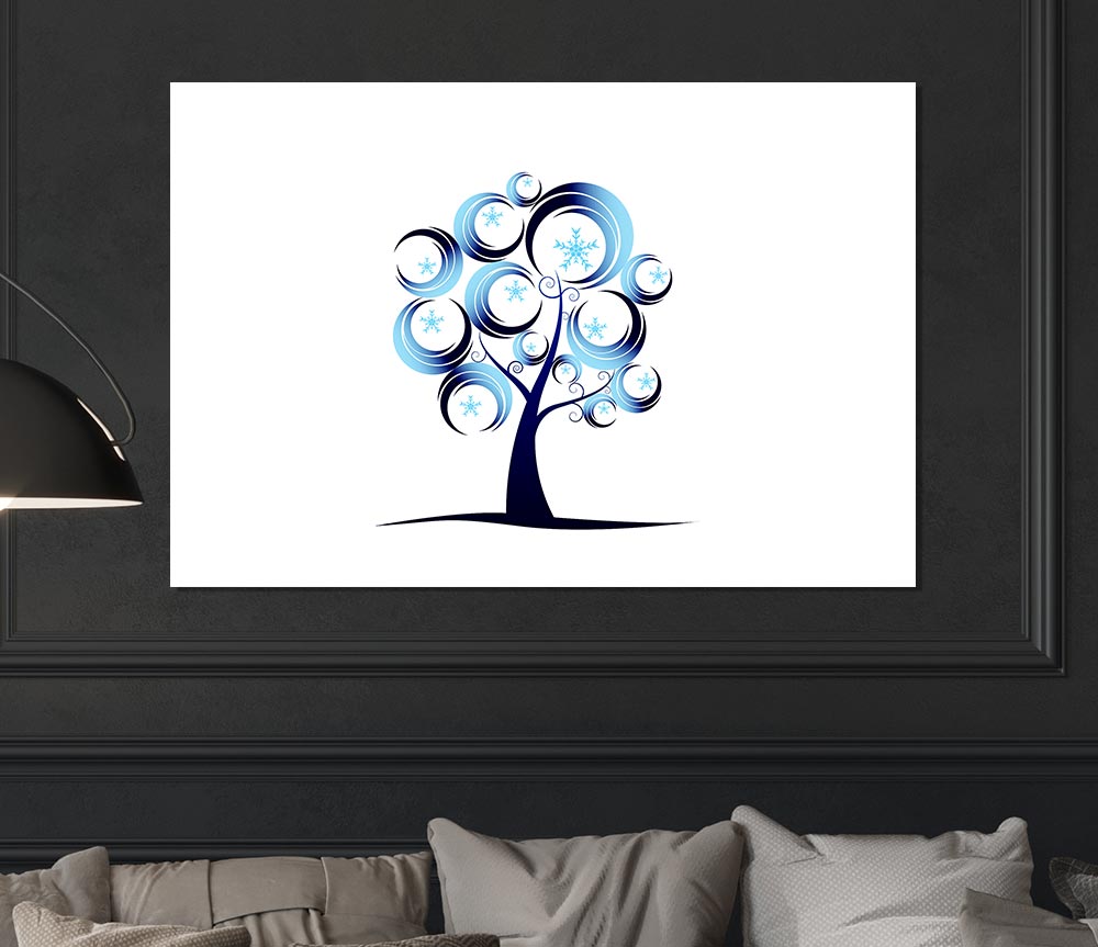 Blue Tree Abstract Print Poster Wall Art