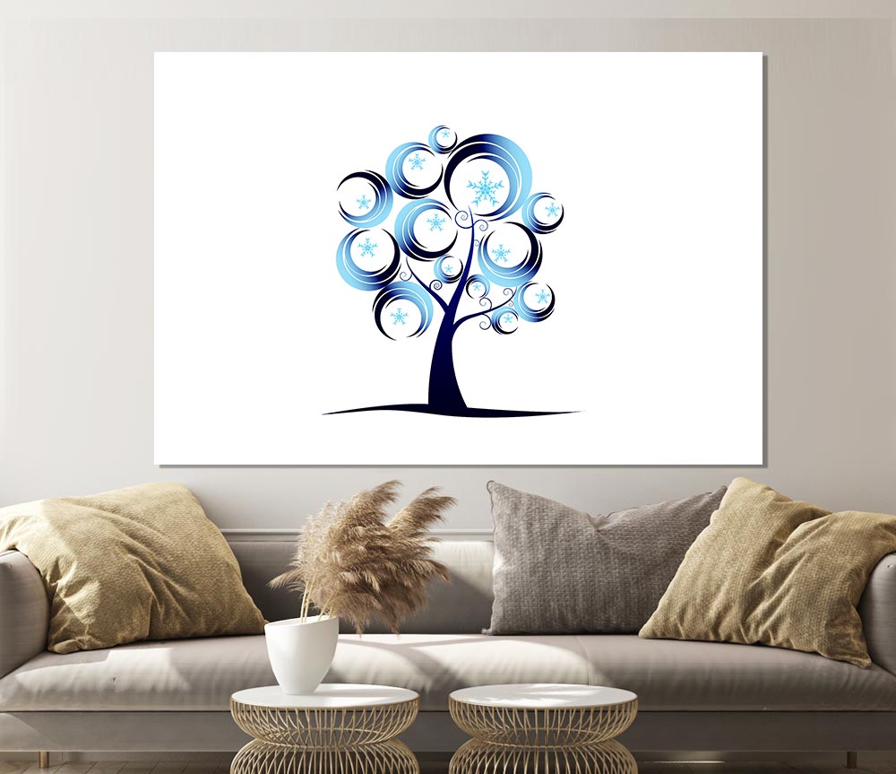 Blue Tree Abstract Print Poster Wall Art