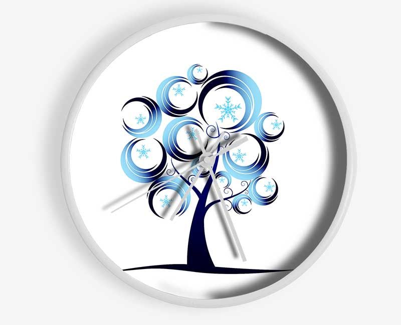 Blue Tree Abstract Clock - Wallart-Direct UK