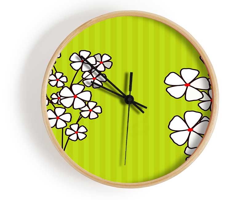 Poppies On Lime Green Clock - Wallart-Direct UK