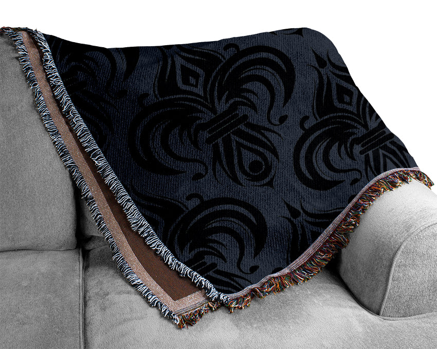 Black And Grey Velvet Flock Woven Blanket