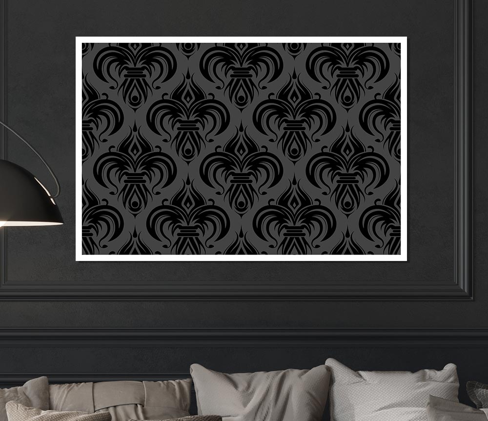 Black And Grey Velvet Flock Print Poster Wall Art