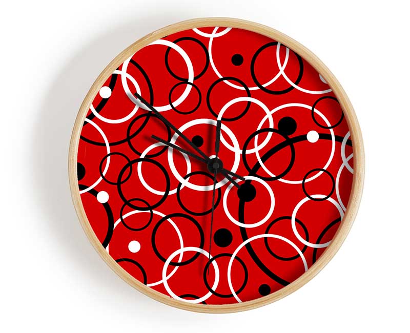 Joining The Dots Red Clock - Wallart-Direct UK