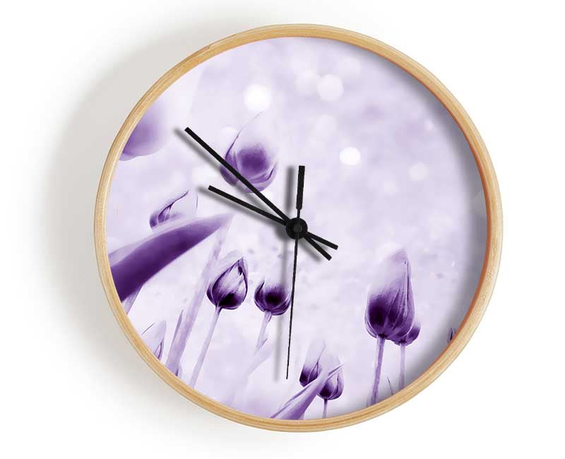 Attention Lilac Clock - Wallart-Direct UK