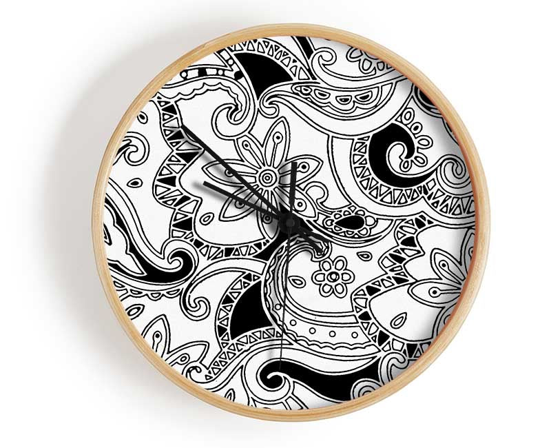 Pasley Garden Black On White Clock - Wallart-Direct UK