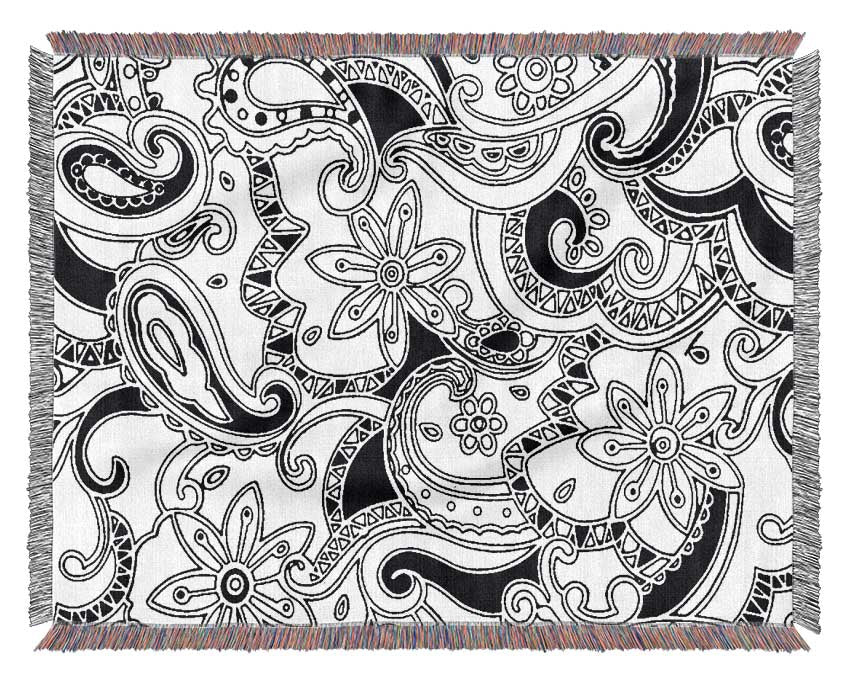 Pasley Garden Black On White Woven Blanket