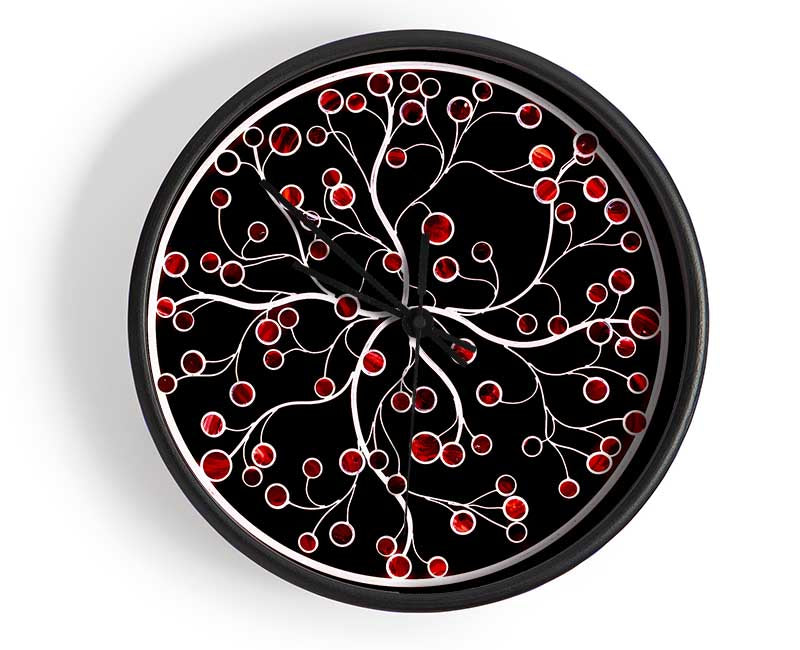 Circle Of Life Red On Black Clock - Wallart-Direct UK